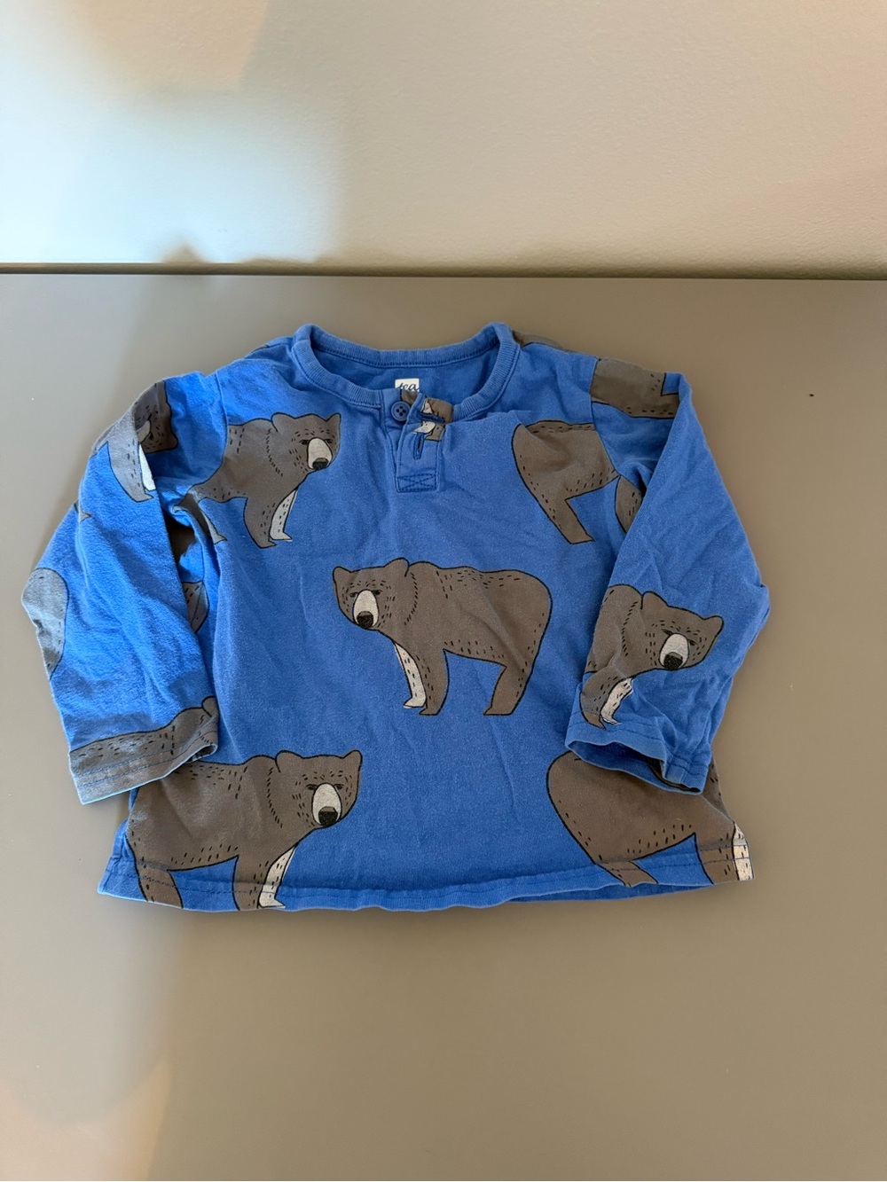 Tea Collection 12-18 Months Blue Bear Print Long-Sleeve Kids Shirt